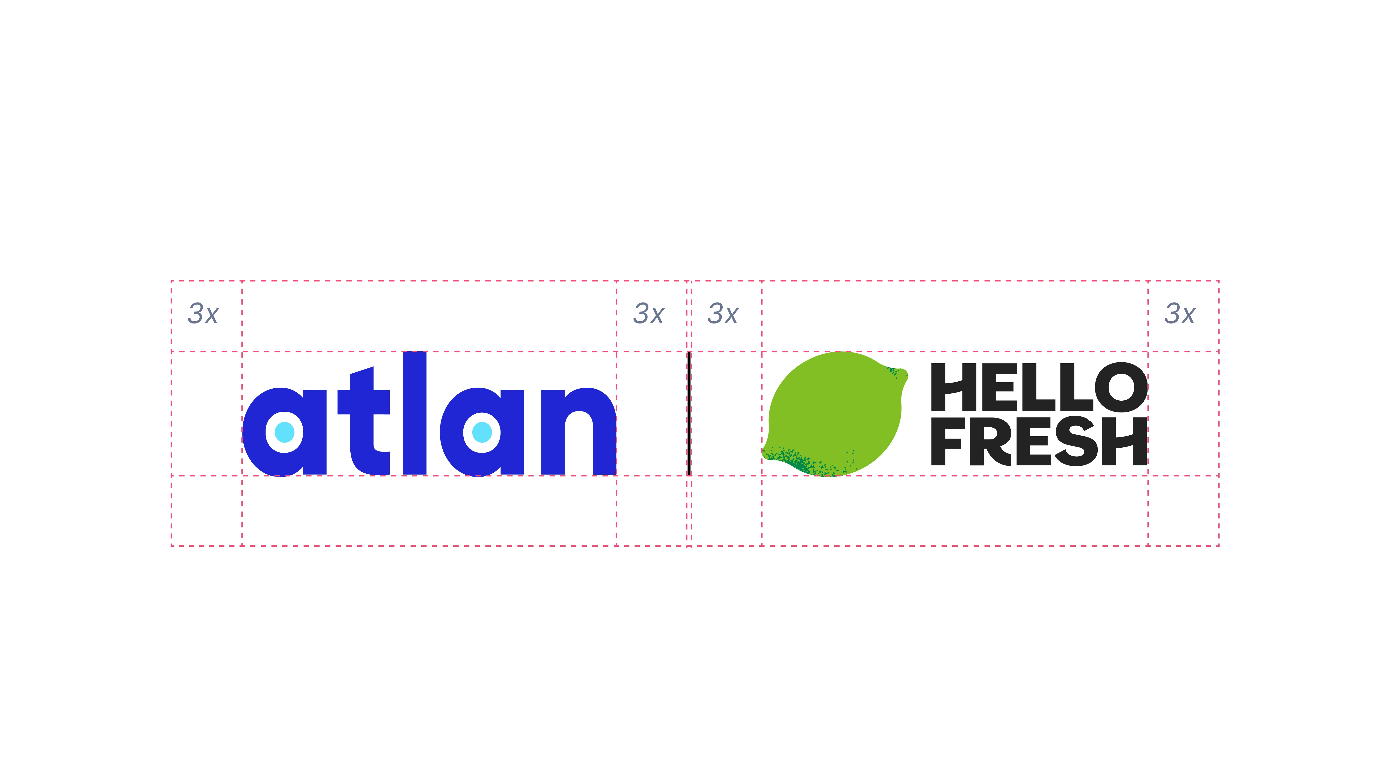 Atlan partnership logo lockup — Atlan logotype, a vertical divider, and a partner logo of equal visual weight