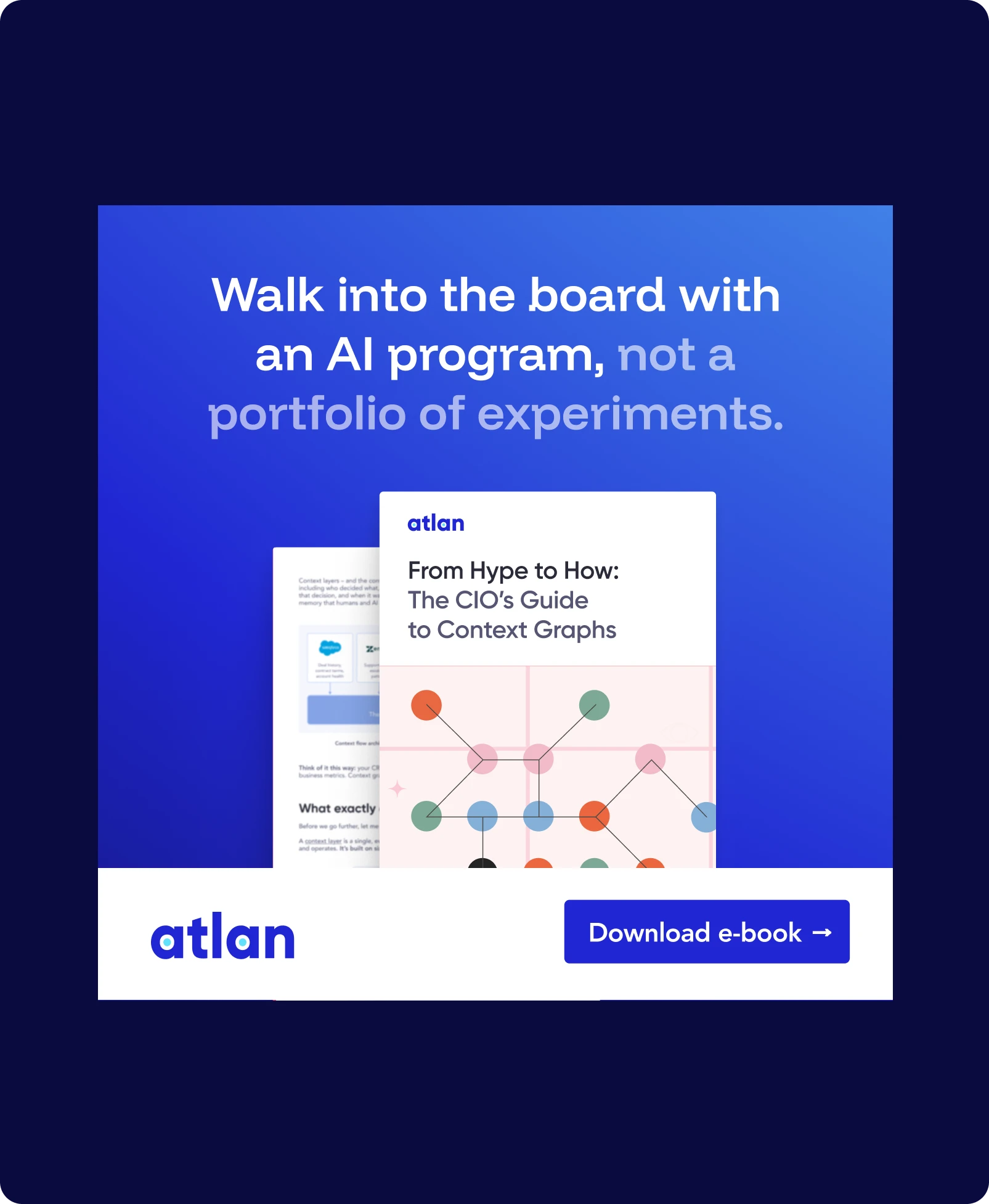E-book ad creative — Blue 900 ground with Blue 500 and white type