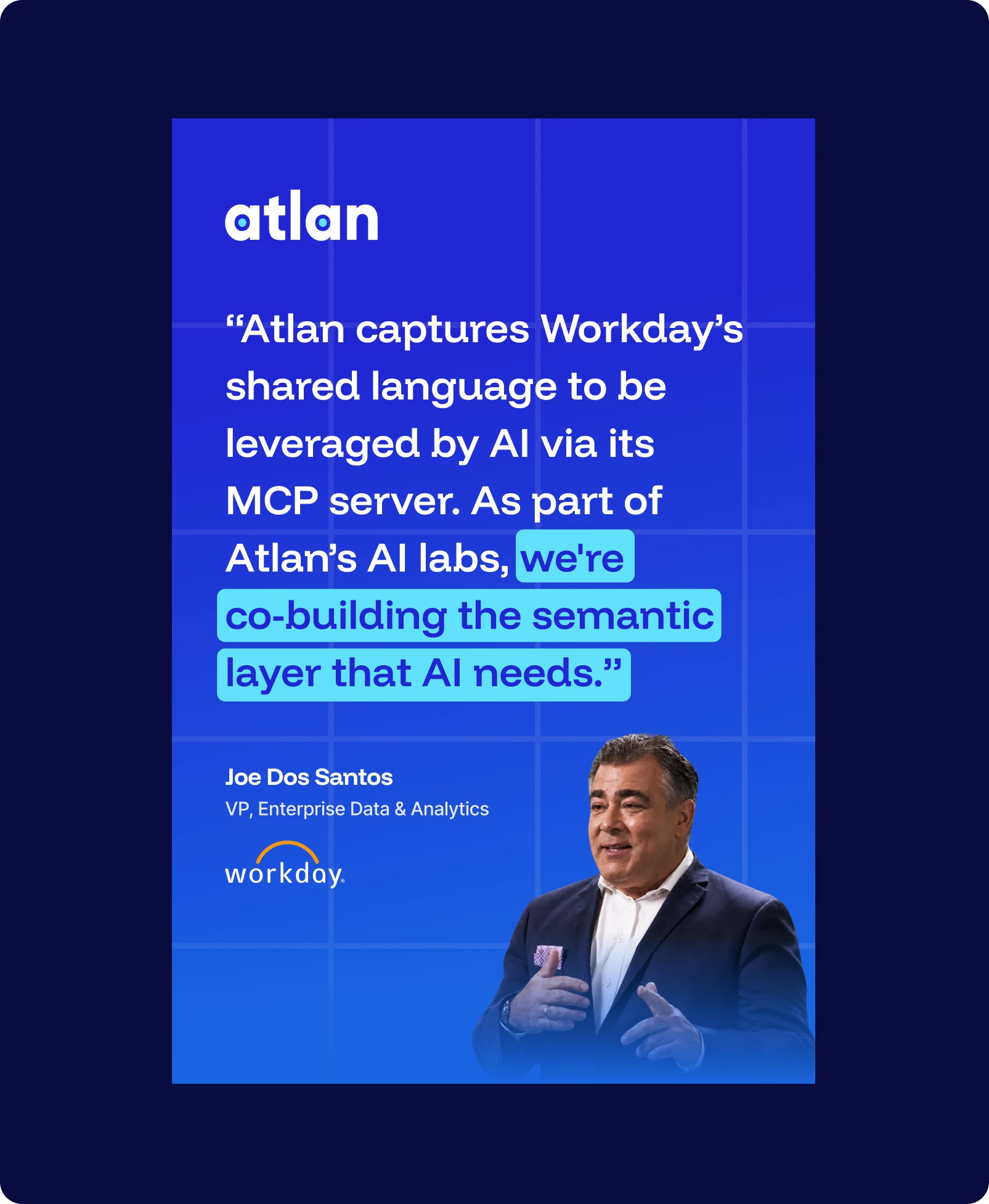 Customer quote card — Cyan 500 accent highlighting the key line