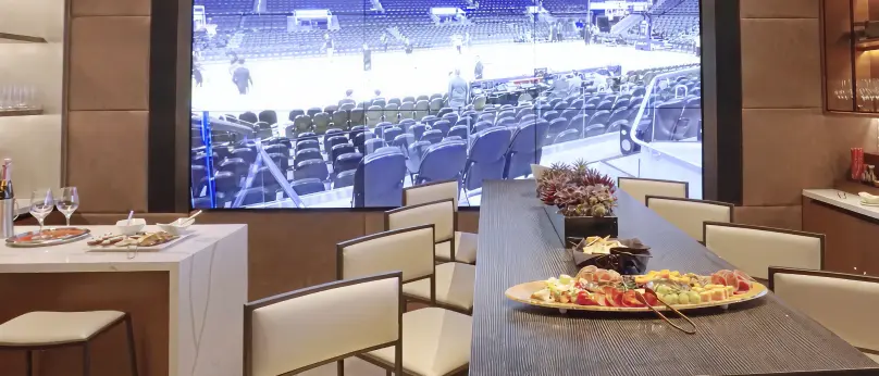 Chase Center courtside seats.