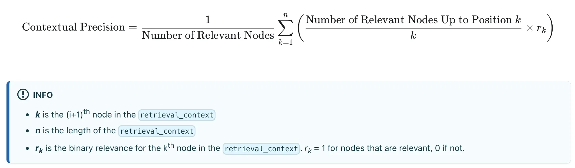 Calculating contextual precision for RAG