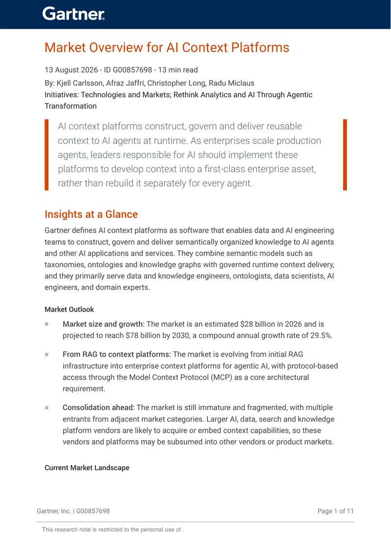 Gartner Market Overview for AI Context Platforms — page 1