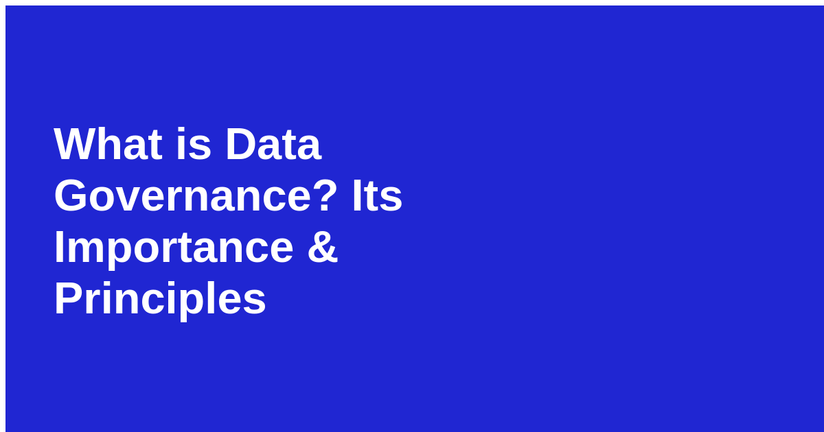 What Is Data Governance? Its Importance & Principles